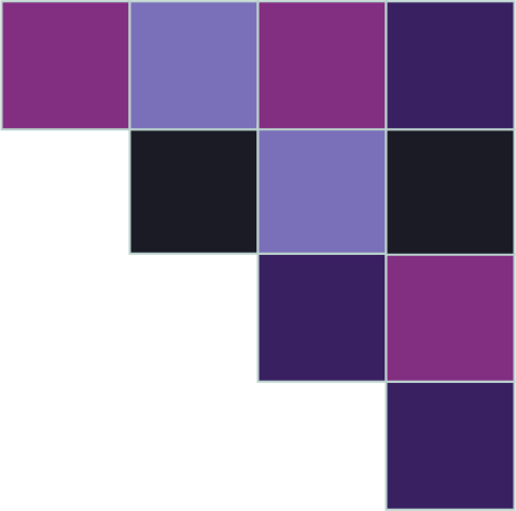 A cluster of various purple squares